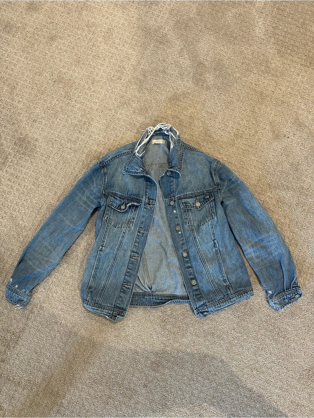 Altar'd State Distressed Blue Denim Jean Jacket